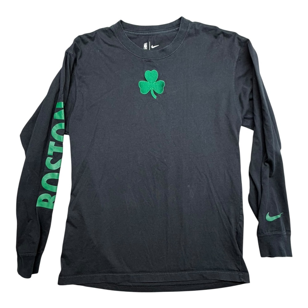 Nike Boston Celtics NBA Men's Small Black Long Sleeve Embroidered Shamrock
